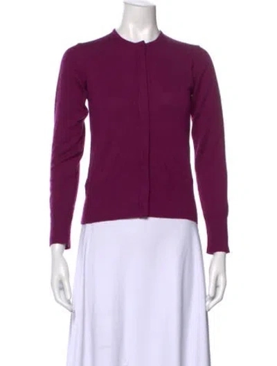 Pre-owned Henri Bendel Merino Wool Open Front Sweater In Purple