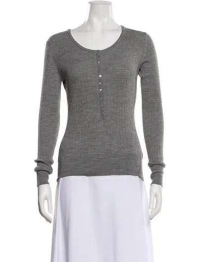 Pre-owned Henri Bendel Merino Wool Scoop Neck Sweater In Blue