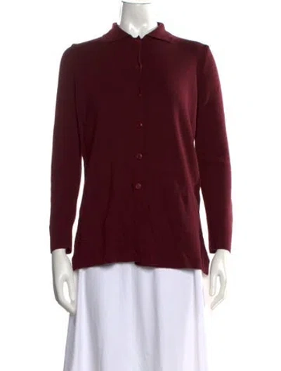 Pre-owned Henri Bendel Merino Wool Sweater In Burgundy