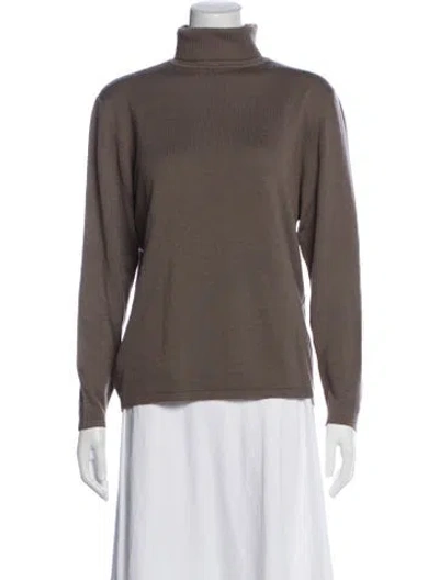 Pre-owned Henri Bendel Merino Wool Turtleneck Sweater In Brown
