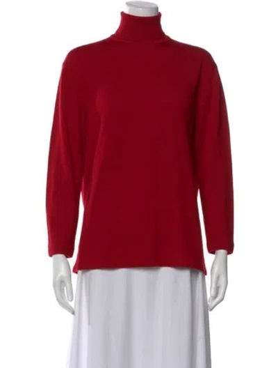 Pre-owned Henri Bendel Merino Wool Turtleneck Sweater In Red