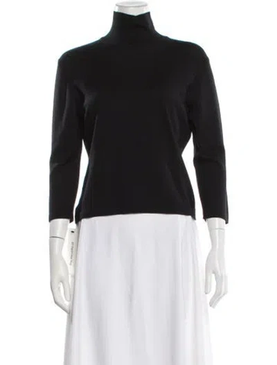 Pre-owned Henri Bendel Merino Wool Turtleneck Top In Black