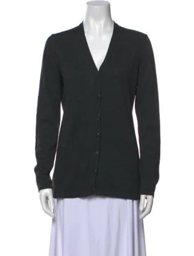 Pre-owned Henri Bendel Merino Wool V-neck Sweater In Black