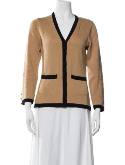 Pre-owned Henri Bendel Merino Wool V-neck Sweater In Neutral