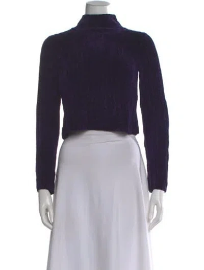 Pre-owned Henri Bendel Mock Neck Long Sleeve Crop Top In Purple