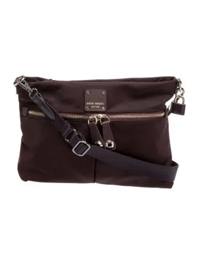 Pre-owned Henri Bendel Nylon Messenger Bag In Burgundy