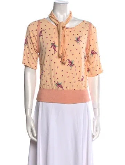 Pre-owned Henri Bendel Polka Dot Print Mock Neck Polo In Multi