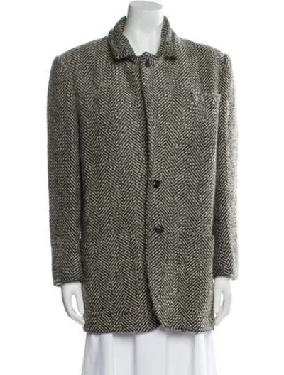 Pre-owned Henri Bendel Printed Coat In Green