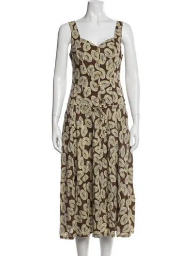 Pre-owned Henri Bendel Printed Midi Length Dress In Multi