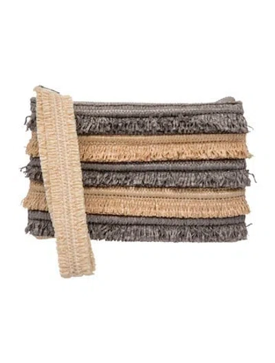 Pre-owned Henri Bendel Raffia Clutch In Neutral
