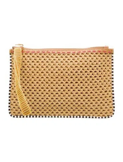 Pre-owned Henri Bendel Raffia Clutch W/ Tags In Neutral