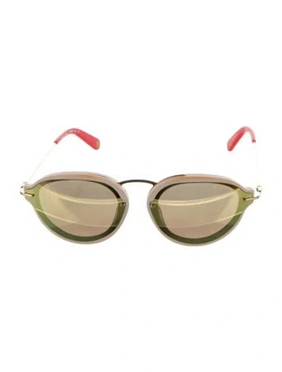 Pre-owned Henri Bendel Round Mirrored Sunglasses In Neutral