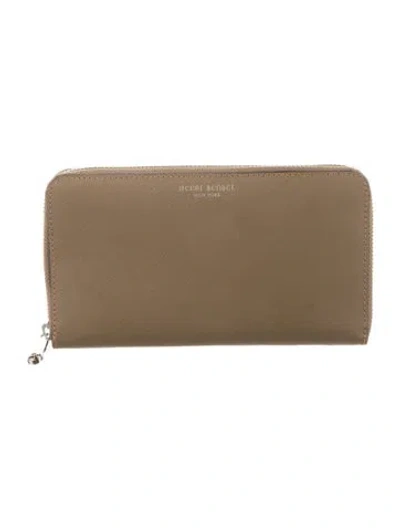 Pre-owned Henri Bendel Saffiano Leather Continental Wallet In Brown