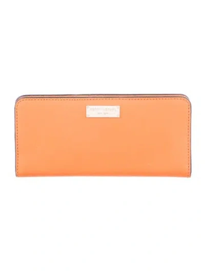 Pre-owned Henri Bendel Saffiano Leather Continental Wallet In Orange