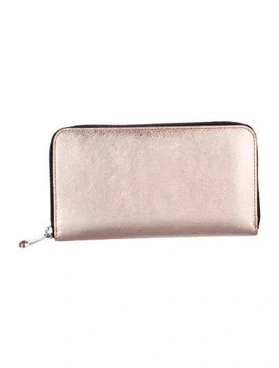 Pre-owned Henri Bendel Saffiano Leather Continental Wallet In Pink