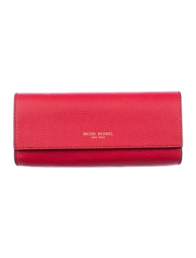 Pre-owned Henri Bendel Saffiano Leather Continental Wallet In Red