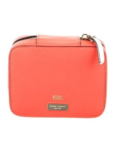 Pre-owned Henri Bendel Saffiano Leather Cosmetic Bag In Orange