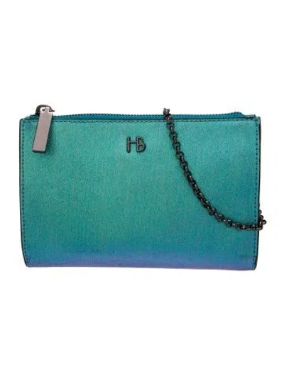 Pre-owned Henri Bendel Saffiano Leather Portfolio In Blue