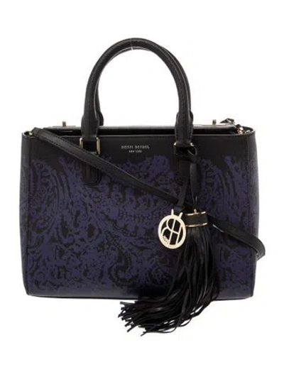 Pre-owned Henri Bendel Saffiano Leather Top Handle Bag In Blue