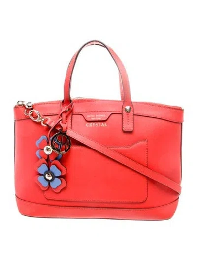 Pre-owned Henri Bendel Saffiano Leather Top Handle Bag In Red
