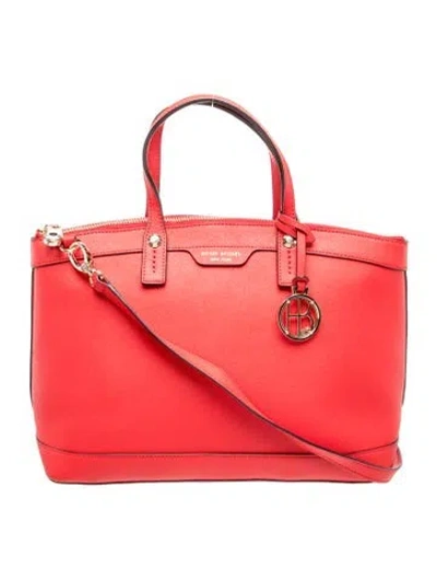 Pre-owned Henri Bendel Saffiano Leather Top Handle Bag In Red