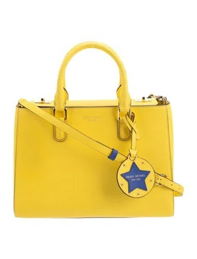 Pre-owned Henri Bendel Saffiano Leather Top Handle Bag In Yellow