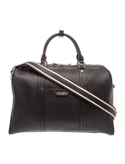 Pre-owned Henri Bendel Saffiano Leather Weekender Bag In Black