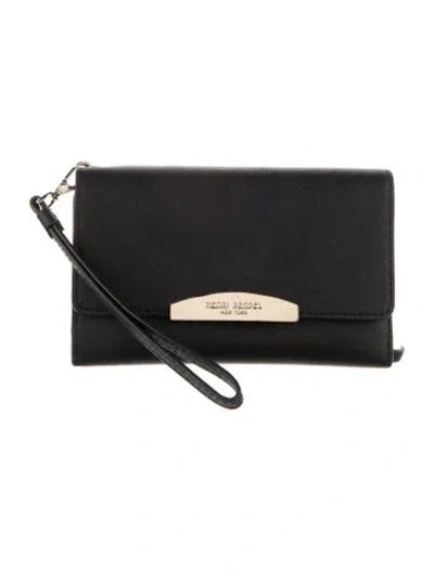 Pre-owned Henri Bendel Saffiano Leather Wristlet In Black