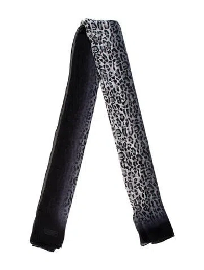 Pre-owned Henri Bendel Silk Animal Print Scarf In Black