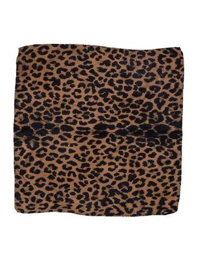 Pre-owned Henri Bendel Silk Animal Print Scarf In Brown
