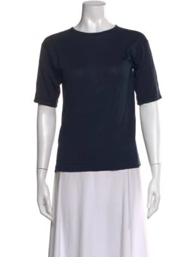 Pre-owned Henri Bendel Silk Crew Neck Sweater In Blue
