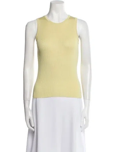 Pre-owned Henri Bendel Silk Crew Neck Sweater In Yellow