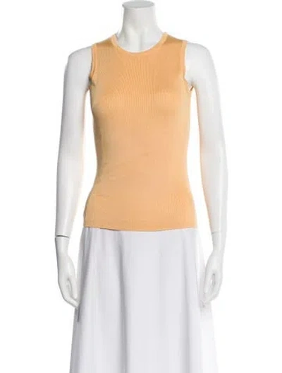 Pre-owned Henri Bendel Silk Crew Neck Top In Orange