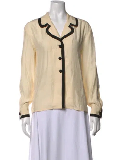 Pre-owned Henri Bendel Silk Long Sleeve Blouse In Neutral