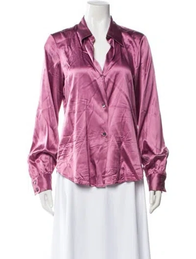 Pre-owned Henri Bendel Silk Long Sleeve Blouse In Pink