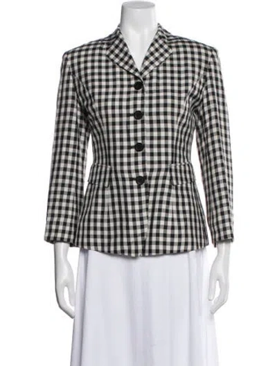 Pre-owned Henri Bendel Silk Plaid Print Blazer In Multi