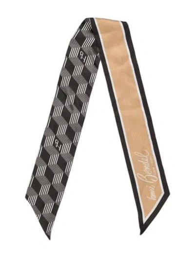 Pre-owned Henri Bendel Silk Printed Scarf In Brown