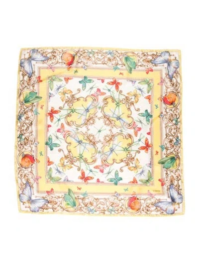 Pre-owned Henri Bendel Silk Printed Scarf In Yellow