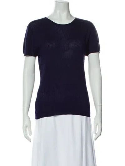 Pre-owned Henri Bendel Silk Scoop Neck Sweater In Blue