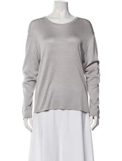 Pre-owned Henri Bendel Silk Scoop Neck Sweater In Gray