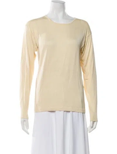 Pre-owned Henri Bendel Silk Scoop Neck Sweater In Neutral