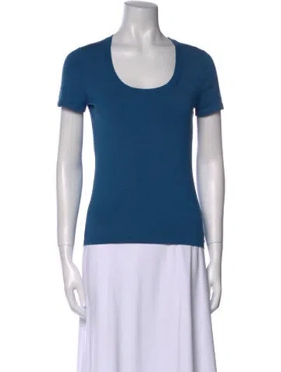 Pre-owned Henri Bendel Silk Scoop Neck T-shirt In Blue