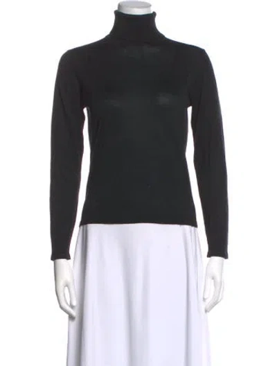 Pre-owned Henri Bendel Silk Turtleneck Sweater In Black
