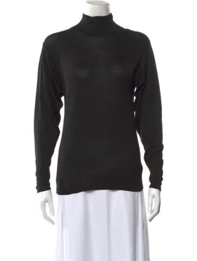 Pre-owned Henri Bendel Silk Turtleneck Sweater In Black