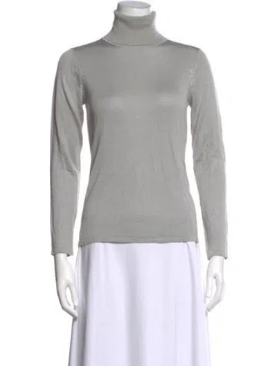 Pre-owned Henri Bendel Silk Turtleneck Sweater In Blue