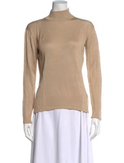 Pre-owned Henri Bendel Silk Turtleneck Sweater In Neutral