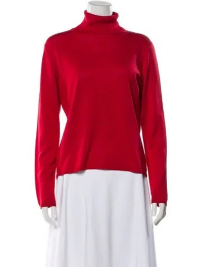 Pre-owned Henri Bendel Silk Turtleneck Sweater In Red