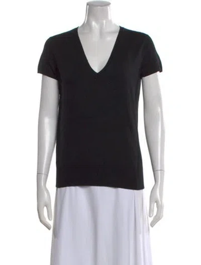 Pre-owned Henri Bendel Silk V-neck Sweater In Black
