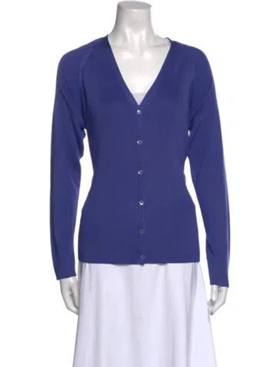 Pre-owned Henri Bendel Silk V-neck Sweater In Blue