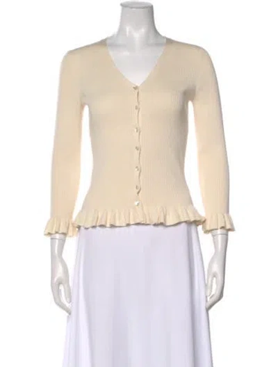 Pre-owned Henri Bendel Silk V-neck Sweater In Neutral